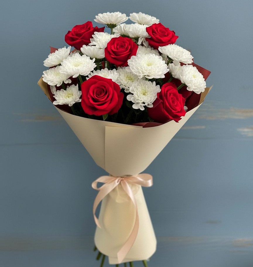 Букет цветов из: Розы и Хризантемы в Увельском