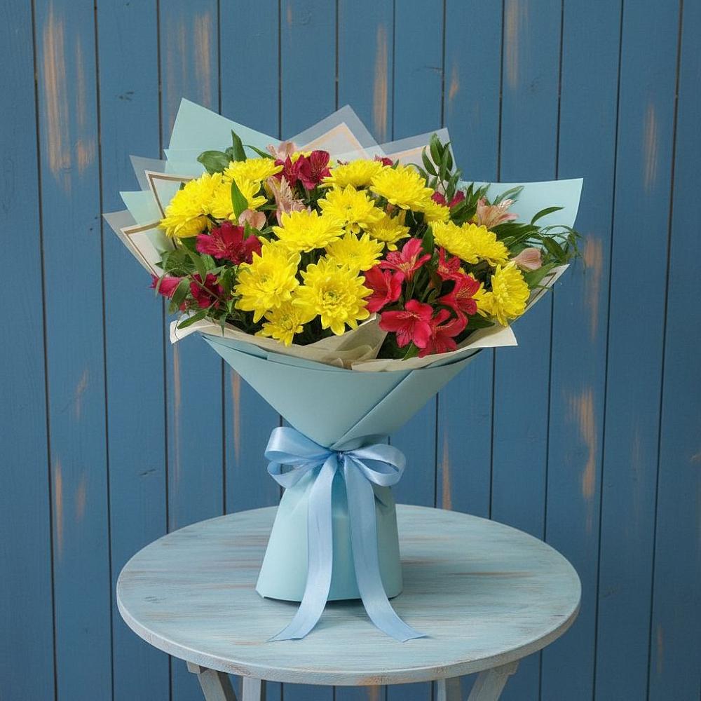 Букет цветов из: Альстромерии и Хризантемы в Увельском