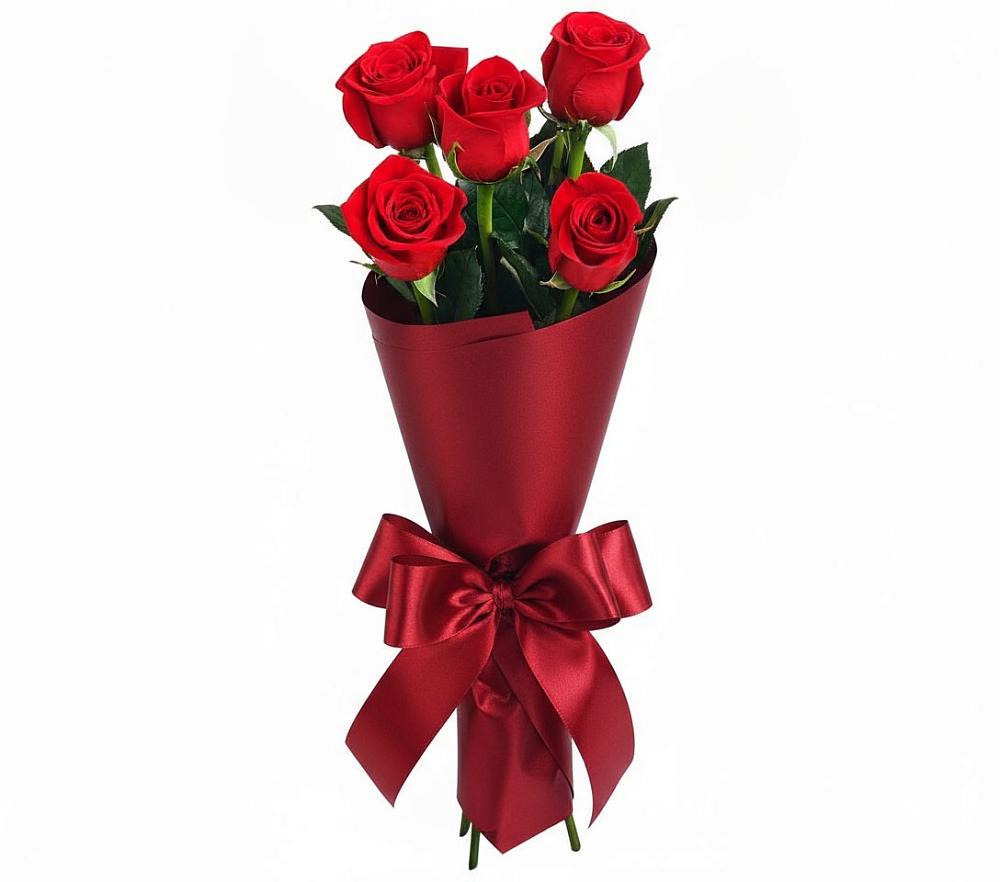 Букет 5 Красных роз Эдлесс Лав в Увельском
