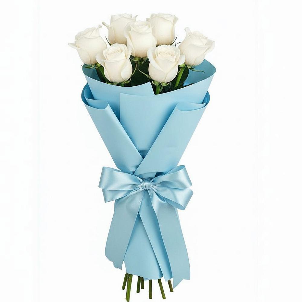 Букет 7 белых роз Проуд в Увельском