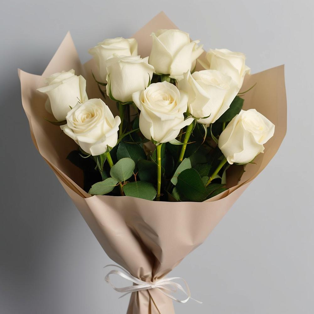 Букет 9 Белых роз Эдлесс Лав в Увельском