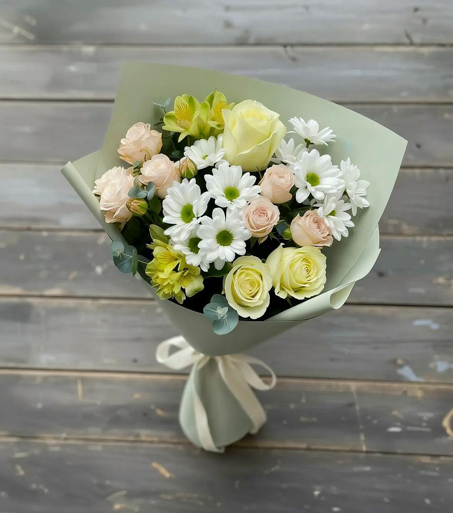 Букет цветов из: Альстромерии, Розы и Хризантемы в Увельском