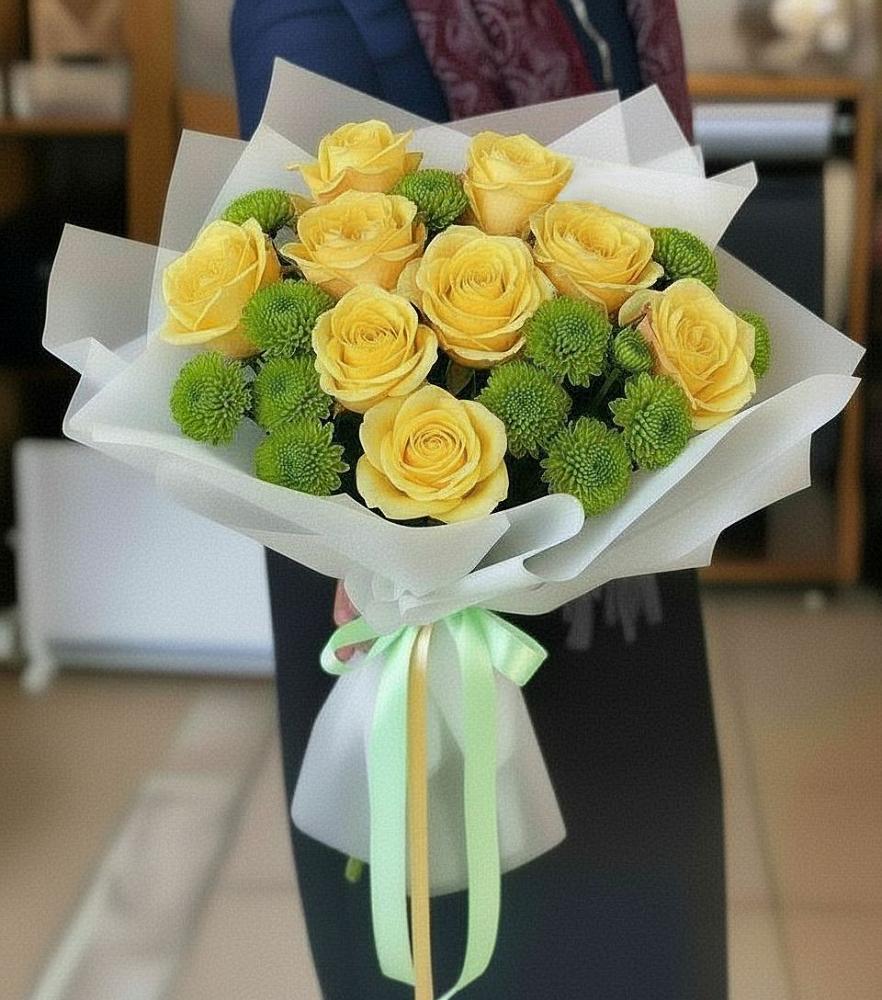 Букет цветов из: Хризантемы и Розы в Увельском