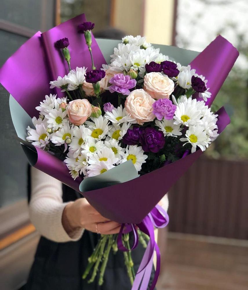 Букет цветов из: Хризантемы, Гвоздики и Розы в Увельском