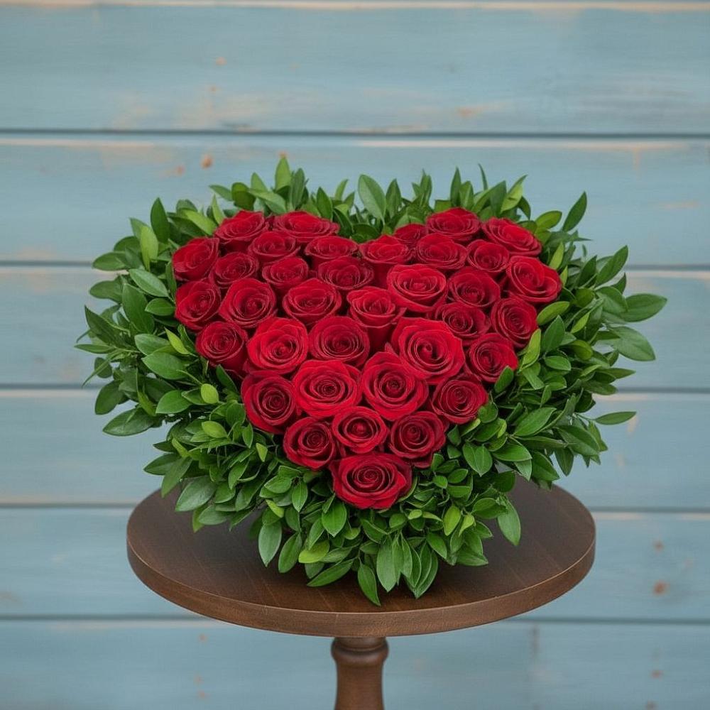 Цветочная композиция из Розы в виде сердца в Увельском