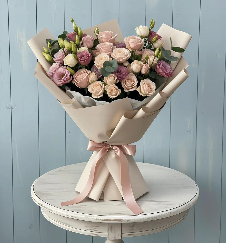 Букет цветов из: Розы и Лизиантусы в Увельском