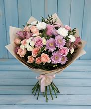 Букет цветов из:  Хризантемы, Розы и Альстромерии в Увельском