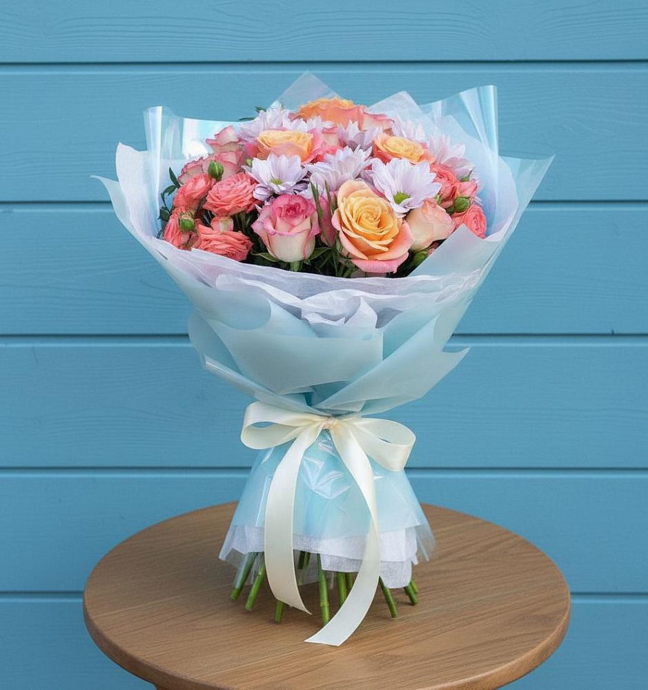 Букет цветов из: Хризантемы и Розы в Увельском