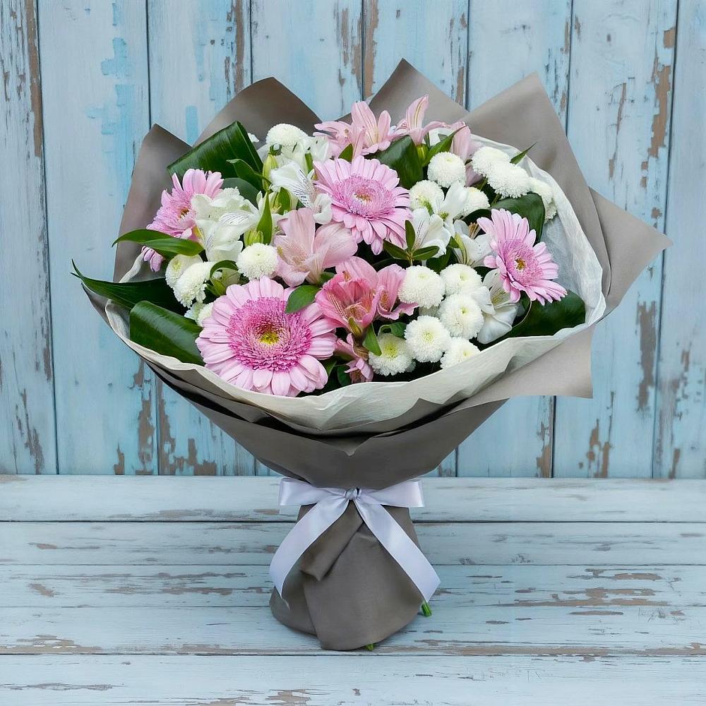 Букет цветов из: Герберы, Альстромерии и Хризантемы в Увельском