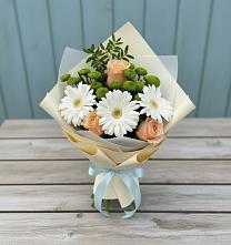 Букет цветов из:  Герберы, Розы и Хризантемы #REPLACE_PRED# Увельском