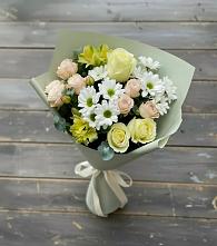 Букет цветов из:  Альстромерии, Розы и Хризантемы #REPLACE_PRED# Увельском